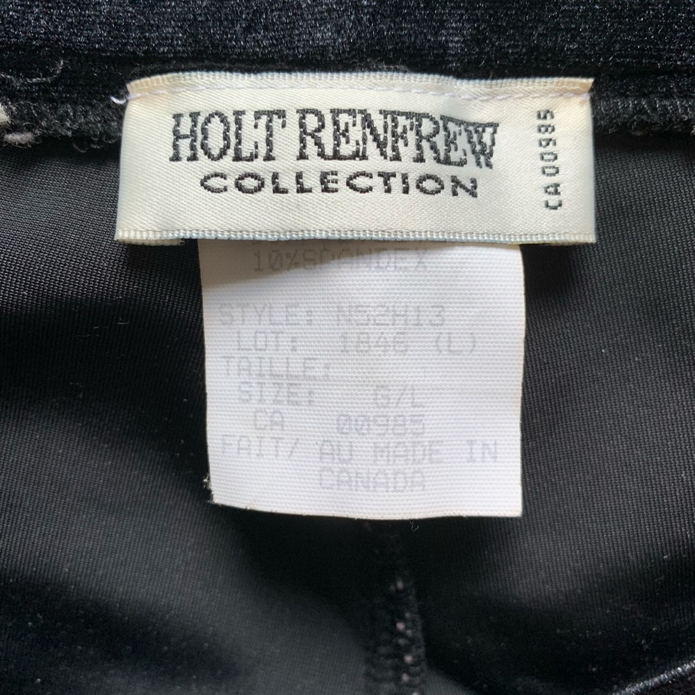 VTG Velour Wide Leg Holt Renfrew Black Pants Large Made in Canada - Picture 3 of 4